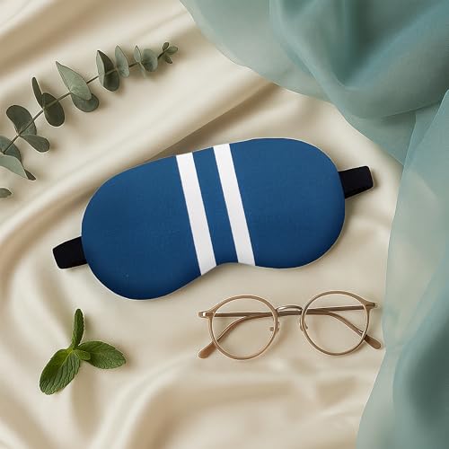Image of Jennaa¢ Cute Sleeping Eye Shade Mask Cover for Insomnia, Meditation, Puffy Eyes and Dark Circles WhiteLine Blue