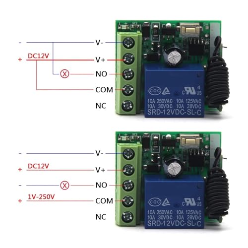 Relais 1 Canal 12V 10A avec commutateur récepteur 433 MHz et télécommande sans fil LED K1 - 5