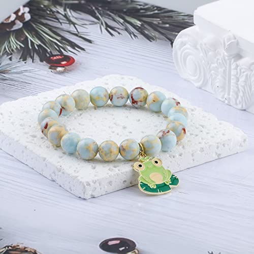 Image of Frog Lover Gift Frog Spirit Animal Gift Frog Bracelet Frog Charm Jewelry Inspiration Gift for Friend