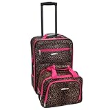 Rockland Luggage 2 Piece Printed Set, Pink Leopard, Medium