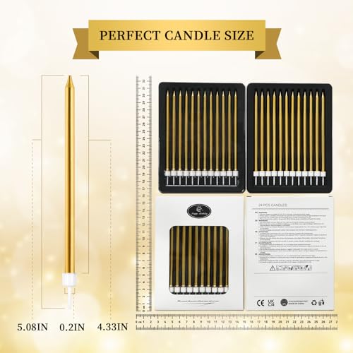Litaus 24-CTBC Cake Candles - Gold, 24 Count | Birthday Candles thumb #2