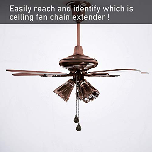 Image of Patelai 4 Pieces Ceiling Fan Pull Chain Extender Ornament 12 Inch Ceiling Pull Chain Extension Classic Drop Shaped Pendant Beaded Ball Cord for Fan light lamp decorative with Connector(Black Copper)