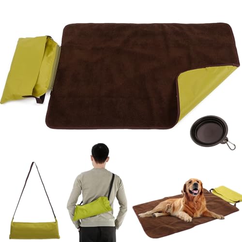 bangminda Manta Perro 100 x 70 cm Manta para Mascotas Manta Impermeable Perro Manta de Felpa para Perros Gatos Alfombra de Viaje con Bolsa para Perros Camping Exterior Cojín Perro Interior, Verde