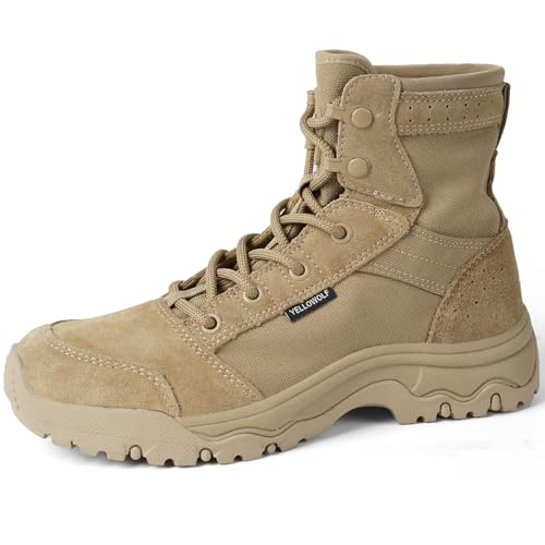 Yellowolf Women'S Lightweight Tactical Combat Boots Military Work Boots For Women 6 Inch Army Desert Boots,Tan 9 cover