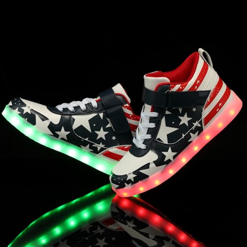 Image of SANYES LED Light Up Shoes for Men Women, USB Rechargeable High Top Glowing Sneakers, Luminous Dancing Shoes