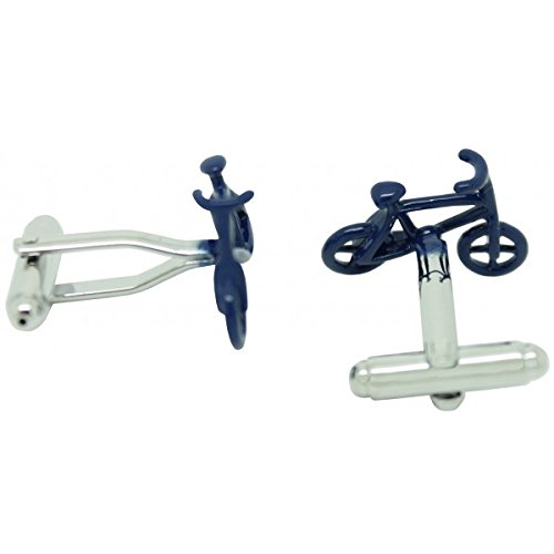 Gemelos Bicicleta Azul con acabado esmaltado premium para camisa de gala 3