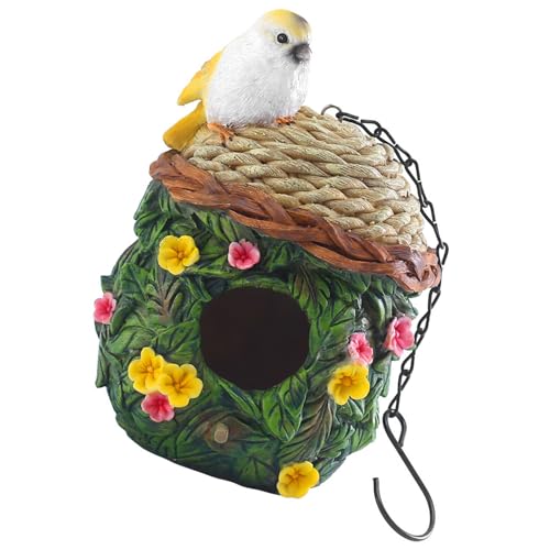 Nido de pájaros para decoración de patio, nido colgante, casa de pájaros, nido de resina, para periquitos, hamaca colgante, decoración de patio