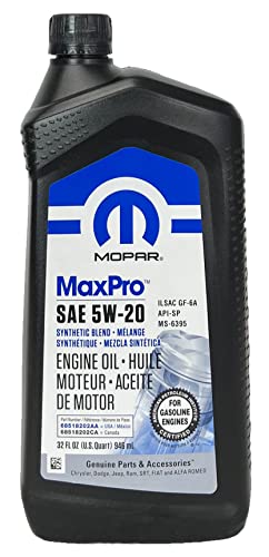 Mopar 68218890AC Maxpro 5W20 Sae Motor Oil For Jeep Dodge Chrysler Ram Case Of 6 Quarts thumb #1