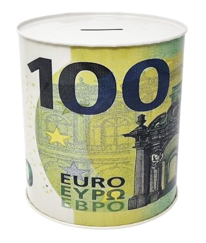 Tirelire Design billet 100 euros en métal étain non ouvert 15 x 14 cm