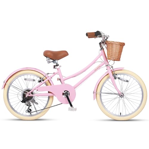 Miniatura 2 de Glerc Missy Bicicleta Híbrida Para Niñas De 20 Pulgadas, Bicicleta Urbana Para Adolescentes De 6 Velocidades, Para Jóvenes De 6, 7, 8, 9, 10, 11 Y 12 Años, Con Cesta De Mimbre, Color Rosa.