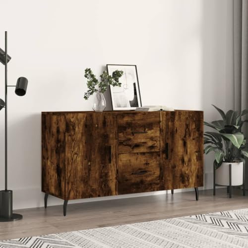 ShCuShan Armario de almacenamiento para bufé, aparador de madera de roble ahumado, 100 x 36 x 60 cm, madera de ingeniería