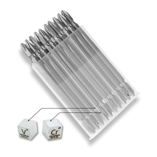 Jogo Bits 1/4 FPhilips Pontas Duplas PH2 110mm Longo 10Pç Cr-v Ponteiras Magnéticas Imã Sextavado He