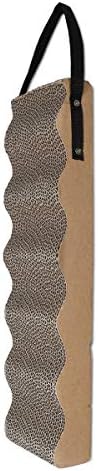 Navaris Hanging Cardboard Cat Scratcher - Scratching Board for Wall - Scratch Pad Made of Corrugated Paper for Small and Large Cats - 45x13x5cm