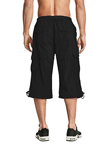 Magcomsen Mens Long Shorts Capri Pants 3/4 Pants Cargo Shorts Below Knee Shorts Mountain Shorts With Multi Pockets Summer Outdoor Hiking Shorts Black,40 #TOP2
