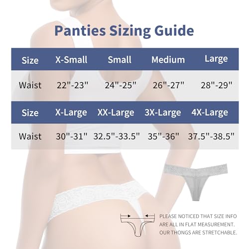 Image of Cotton Thongs For Women, Lace Thongs For Women,10 Pack Size XS to 5XL | Delicate Floral Lace Trim,Buttery Soft Stretch Waistband,Minimal Thong Cut,Daily Everyday Wear,Value Multipack Lingerie