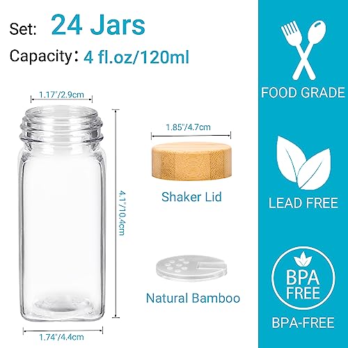 4 oz Glass Spice Jars with Bamboo Lids, 24 Pack Empty Seasoning Bottles by Keketin - Used condition - Image 2