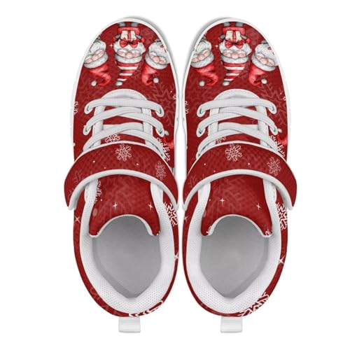 Christmas Sneakers for Boys Girls Lightweight Sports Tennis Shoes Breathable Mesh Walking Running Shoes Single Buckle Sneakers US 11-153