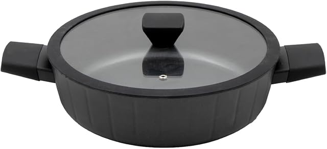 Blackmoor 67369 Neuvo 28cm Sauté Pan with Lid/All Hob Types Incl. Induction, Gas, Electric/Black Non-Stick 5-Layer Cookware/Recycled Body & Soft Touch Handles