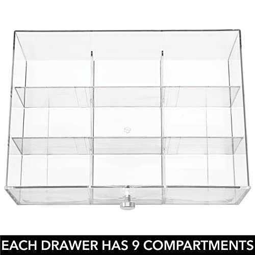 Mdesign Plastic Tea Bag Caddy Box Storage Container Organizer Holder With 3 Drawers - For Kitchen Pantry, Cabinet, Countertop - Holds Coffee, Sugar Packets - Lumiere Collection - Clear #TOP4