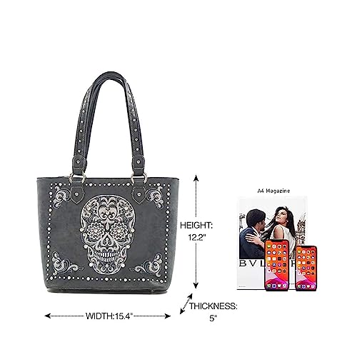Montana West Leather Tote Bag Sugar Skull Handbag Shoulder Bag For Women Abz-G012Wbk #TOP4