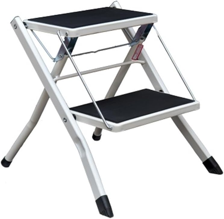 Folding 2 Step Step Stool, Foldable Step Stools for Adults Lightweight Anti-Slip Step Stool Small Closet Stool Step Ladder Kitchen (Color : White)