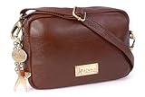 Catwalk Collection Handbags - Ladies Small Leather Cross Body Bag - Women's Messenger Camera Bag - Adjustable Strap - Polly - Brown
