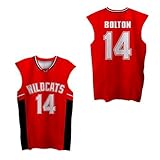 Zac E Troy Bolton 14 East High School Wildcats Red Patch Basketball Jersey (54)