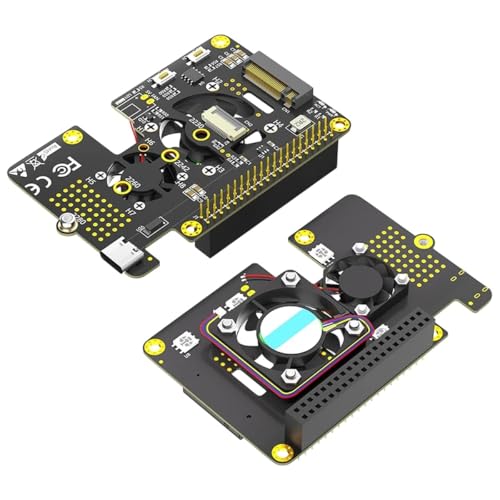 M.2 NVME SSD Cooler Fan RGB LED Dual Switch FFC Cable NVMe M Key to PCI-E Adaptier for Raspbeiry Pi 5 Support 2230 2242 2260 2280