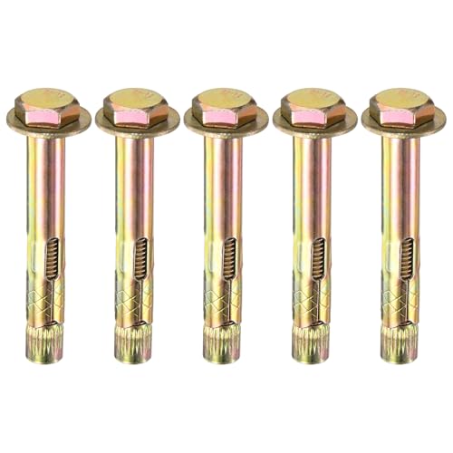 Image of M METERXITY 5-Pack Hex Expansion Bolt, M10x80mm Colored Galvanized Iron-Carbon Steel External Hex Expansion Bolts, Anti-Corrosion Metal Bolt for Concrete /Dry Brick /Block Walls