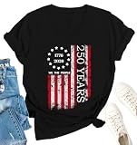 250th Anniversary USA Shirt for Women American Flag T-Shirt 1776-2026 Patriotic Shirt 4th of July Graphic V Neck Tee