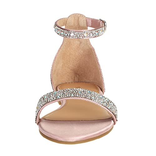 SheSole Women's Sparkly Rhinestone Strappy Flat Sandals Bridal Wedding Dress Shoes Champagne2