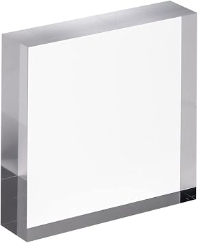 CiaoHER 1in Thickness 4in Square Acrylic Cube Display Block | Clear Polished, Pedestal Stand Riser, Solid Base, 1 Pack