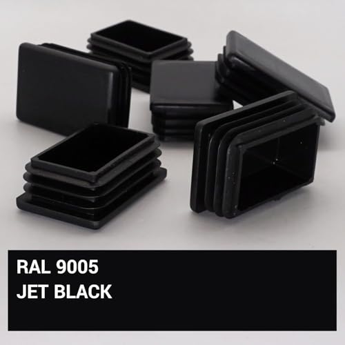 Image of (Pack of 4) Rectangular Plastic Plugs 1-9 /16 inch x 2-3 /8 inch (40 x 60 mm), Matt Tube Inserts, Fence Post Caps, Jet Black RAL 9005