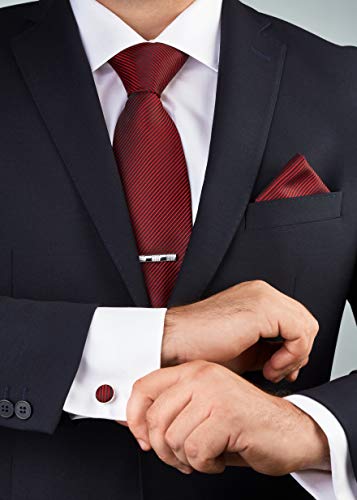 Premium Men’s Gift Tie Set Silky Necktie Pocket Squares Tie Clips Cufflinks F...