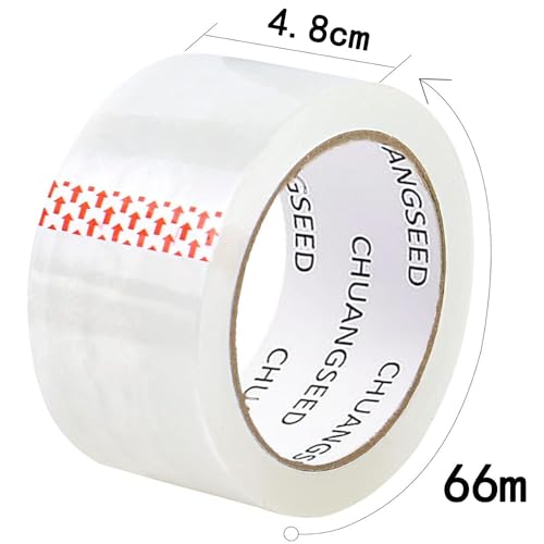 CHUANGSEED 6 Rollen,Clear packing tape with dispenser, 48mmx66m Packband Paketklebeband Transparent mit Plastik Abroller, Paketklebeband zum Verpacken von Paketen und Versandschachteln