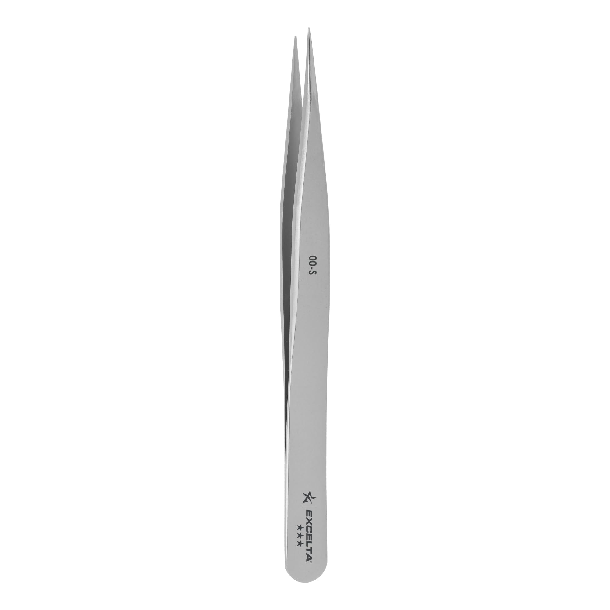 Excelta - 00-S - Pinzette a punta media forte - dritta - tre stelle - SS, altezza 0,09" 0,354999999999998" larghezza, lunghezza 4,5 cm