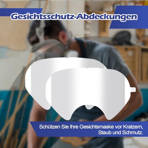 SZONEE 40 Stück Abziehbare Linsenabdeckung kompatibel für 3M 6885, 6000, 6700, 6800, 6900 Serie Gesichtsschutzabdeckung