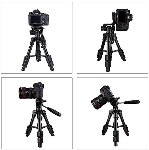 Mini Tripod Phone Tripod, Desktop Tripod, ZOMEI Q100 21-inch Lightweight Aluminum Camera Travel Tripod with 1/4" Quick Release Plate, 3-Way Pan Head and Phone Holder Mount