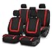 FH Group FH-FB032115 Unique Flat Cloth Seat Cover w. 5 Detachable Headrests and Solid Bench Red/Black- Fit Most Car, Truck, Suv, or Van