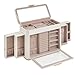 SONGMICS HOME Large Jewelry Box, Vertical Jewelry Organizer with Glass Windows, Jewelry Pouch, 4 Side Drawers, Woven Embossed PU Leather, Gift Idea, Cloud White UJBC203W01