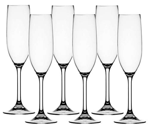 Marine Business - Set di 6 calici da spumante, infrangibili, in policarbonato, per feste