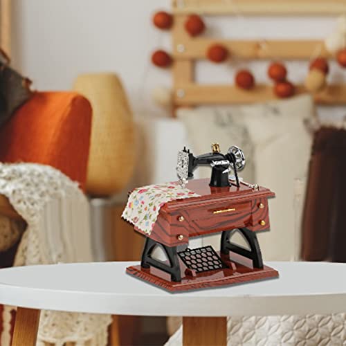 Mini caixa de música vintage criativa retrô costura relógio decoração de mesa de presente