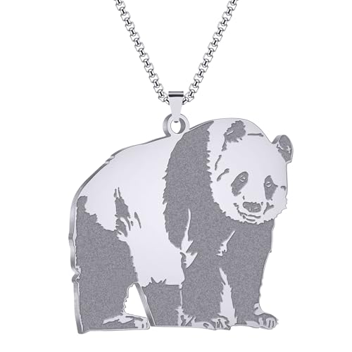 Colliers pour homme et femme bijou tendance pendentif panda mignon argent
