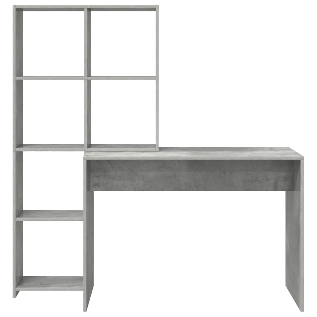 Scrivania Grigio Calcestruzzo 138,5x55x143 cm Legno Ingegneria con Ripiani