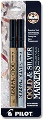 PILOT Metallic Permanent Paint Markers, 1 Each Gold & Silver, Extra Fine Point, Set of 2 (41400)
