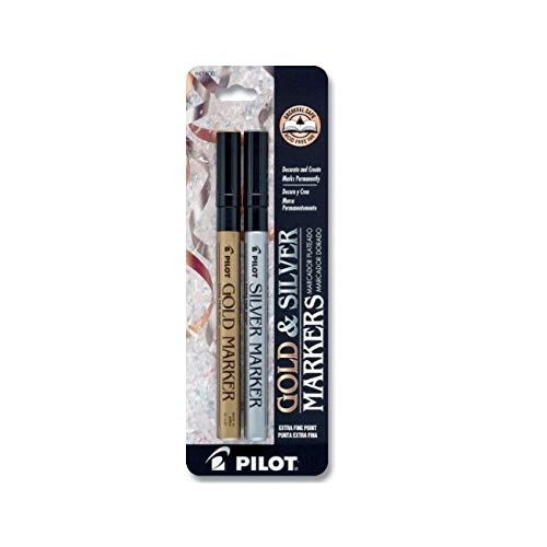 Pilot Metallic Permanent Paint Markers, 1 Each Gold & Silver, Extra Fine Point, Set Of 2 (41400) #TOP24