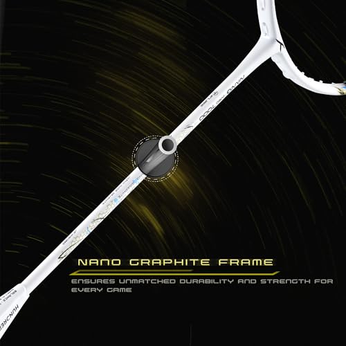 Image of Hundred Carbon Fiber Nano Neo 7000 (5U) Unstrung Badminton Racket with Full Cover | 79 Grams | Maximum Tension ?32 lbs (White /Black)