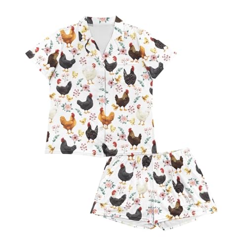 Image of Women's Short Sleeve Sleepwear Pajamas Nightwear with Pockets | skin-friendly breathable material resists pilling fading and deformation after repeated washing
