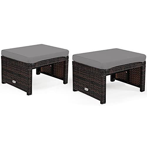 Puf Exterior Impermeable De Ratán - Ottomano/puff Para Terraza, Jardín O Piscina, Diámetro 40 O 50 Cm