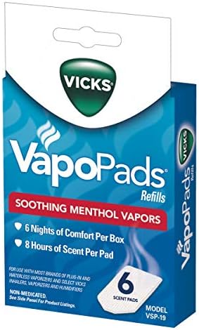 Vicks VapoPads, 6 Count - Soothing Menthol Vapor Pads for Vicks Humidifiers, Vaporizers, Waterless Vaporizers, and Plug-Ins, VSP-19